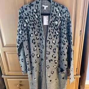 Nine West Black and Gray Animal Print Cape